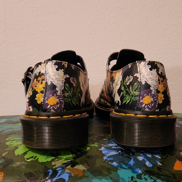 Dr. Martens Black Floral Mary Jane Flats with Buckle - Picture 3 of 5